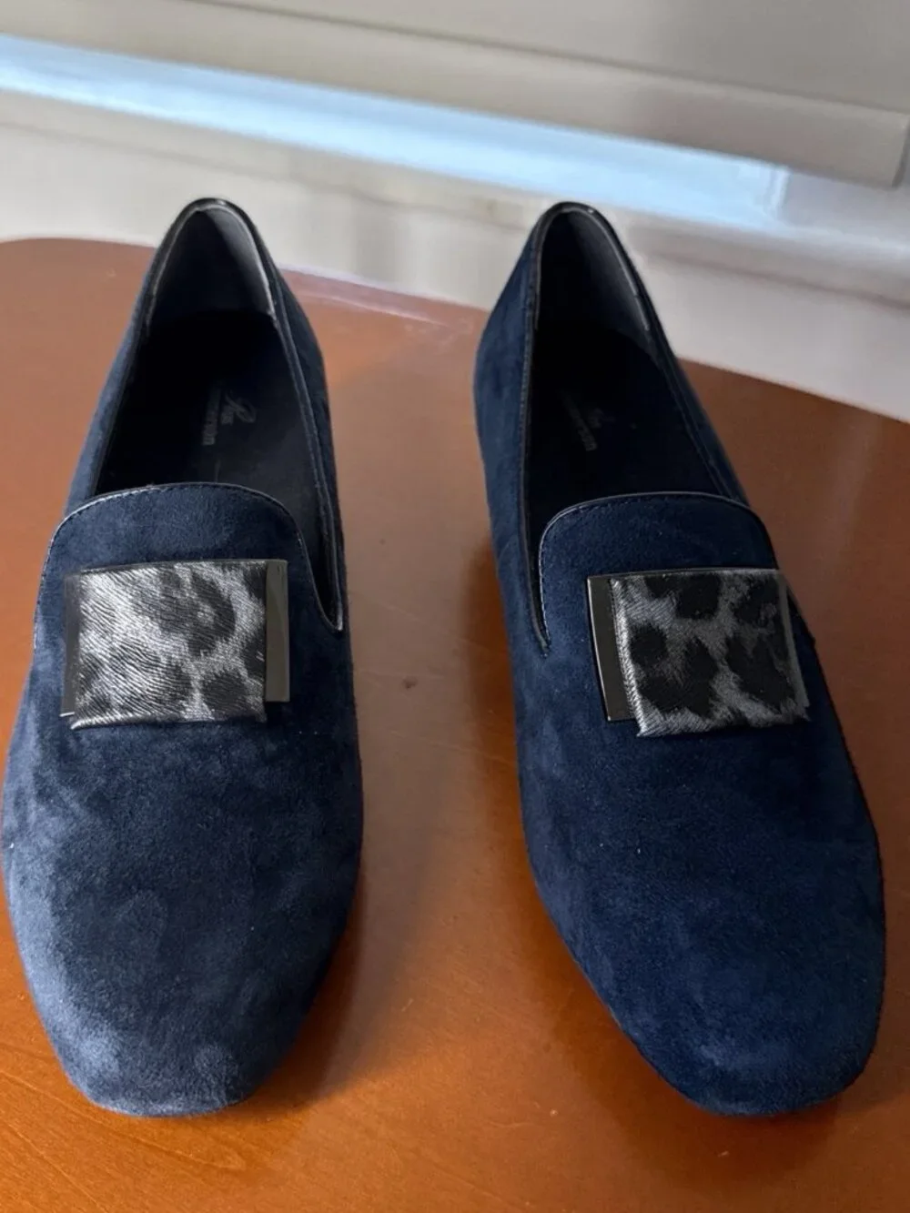 Ros Hommerson NEW Treasure Slipon Loafers Low Heel Shoes 7 M Blue Suede Buckle